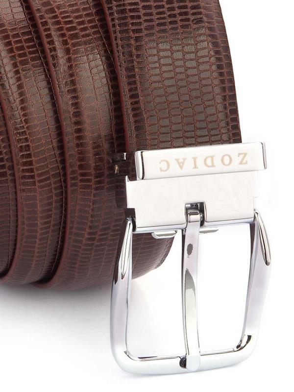 Brown Textured Leather Belt