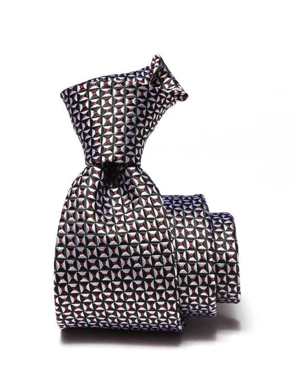 Campania Structure Black & White Silk Tie