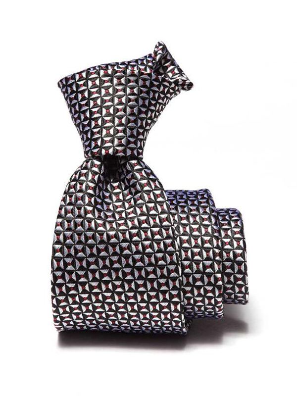 Campania Structure Black & White Silk Tie