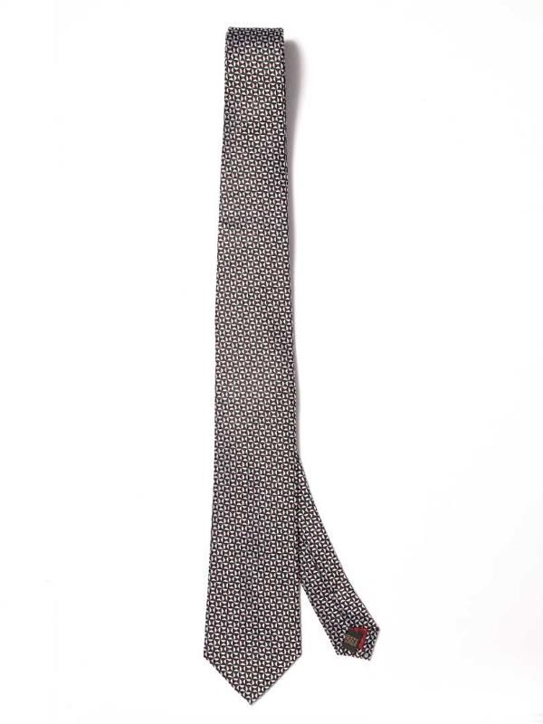 Campania Structure Black & White Silk Tie