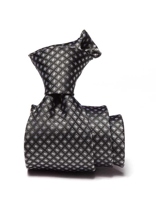 Campania Structure Black & White Silk Tie