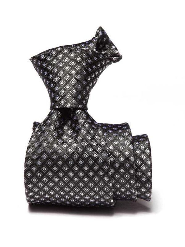 Campania Structure Black & White Silk Tie