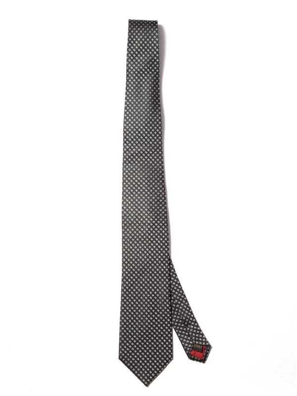 Campania Structure Black & White Silk Tie