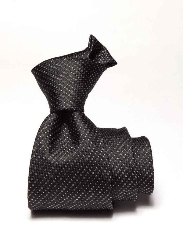 Campania Structure Black & White Silk Tie