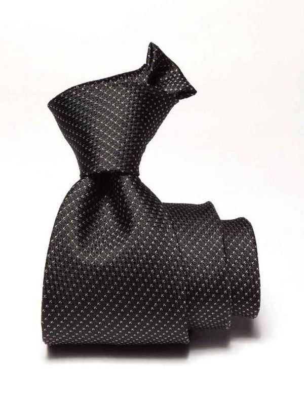 Campania Structure Black & White Silk Tie