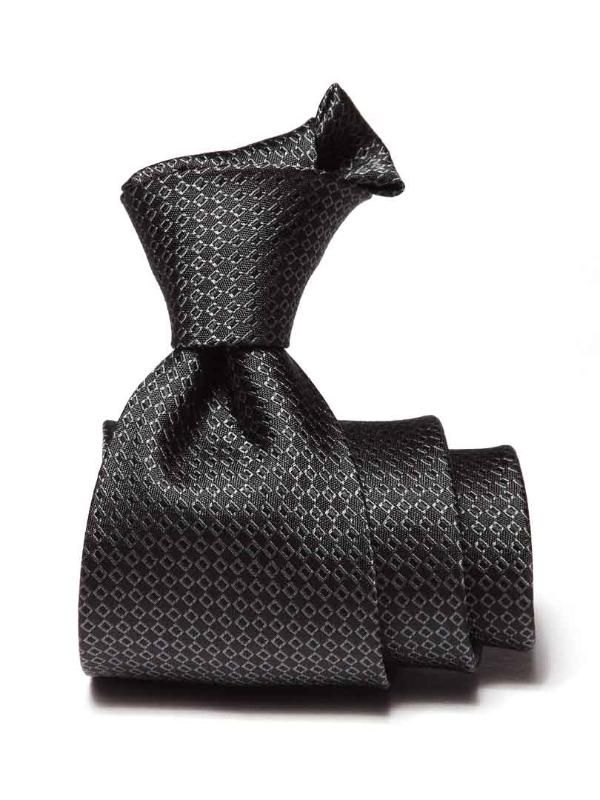 Campania Structure Dark Black Silk Tie