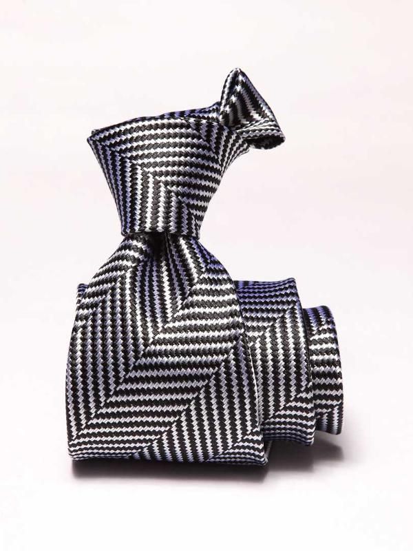 Campania Structure Black & White Silk Tie