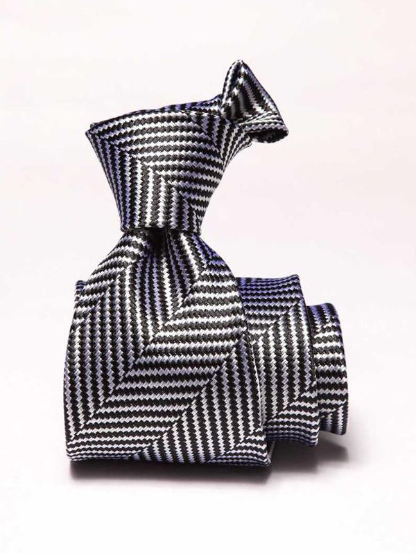 Campania Structure Black & White Silk Tie