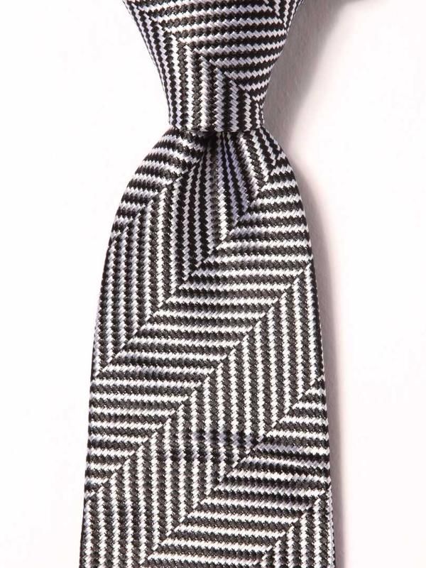 Campania Structure Black & White Silk Tie