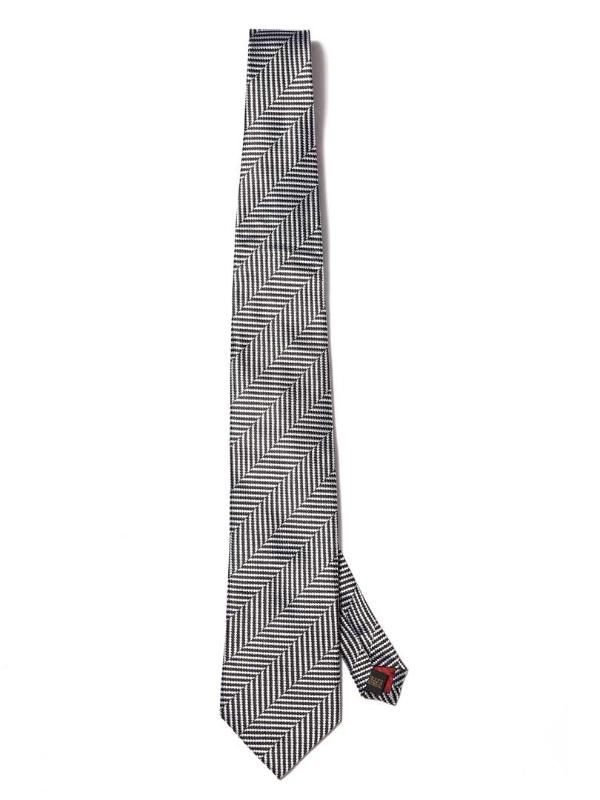 Campania Structure Black & White Silk Tie