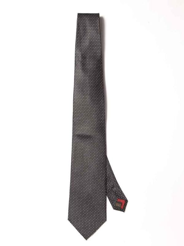 Campania Structure Black & White Silk Tie