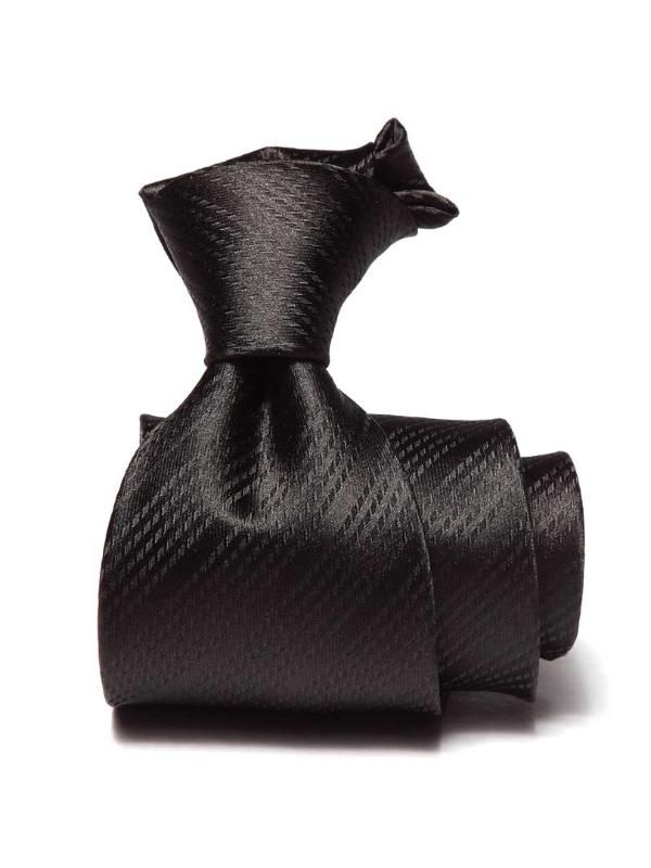 Campania Structure Dark Black Silk Tie