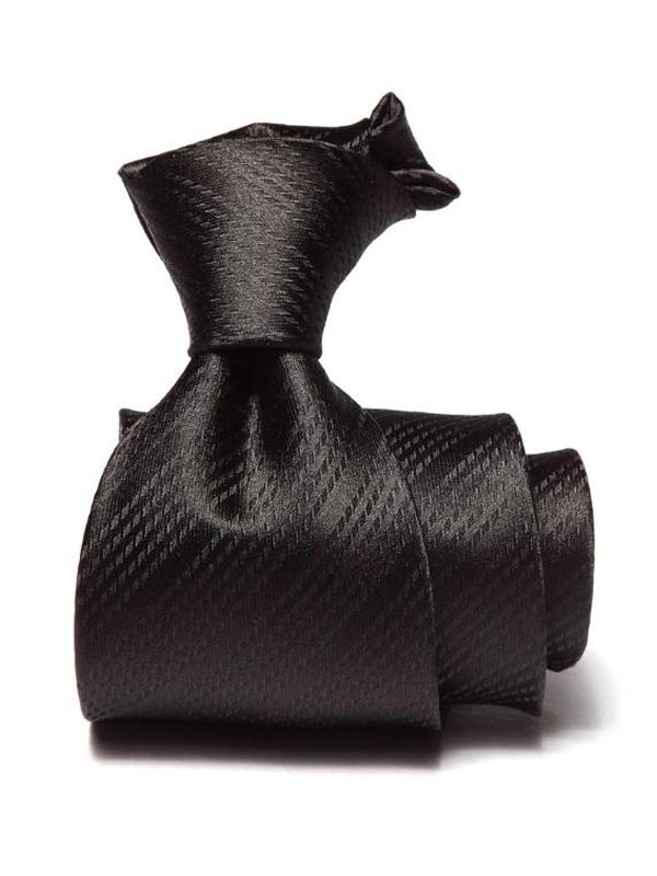 Campania Structure Dark Black Silk Tie