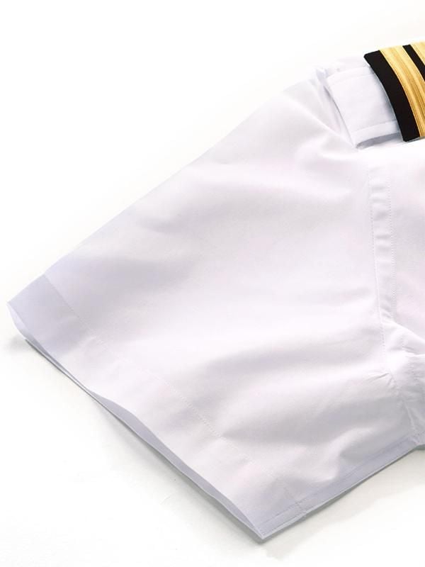 Captain White Solid Half Sleeve Tailored Fit Classic Formal Blend Shirt