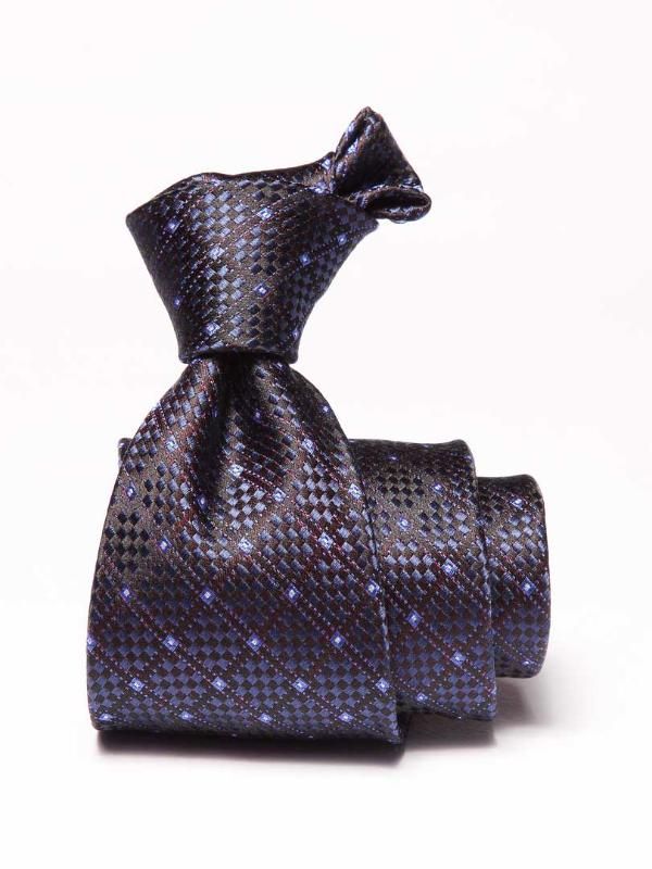 Como Check Dark Maroon Silk Tie