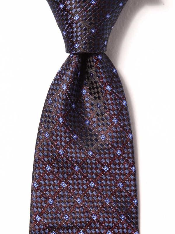 Como Check Dark Maroon Silk Tie