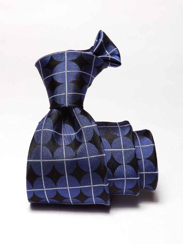 Como Check Medium Blue Silk Tie