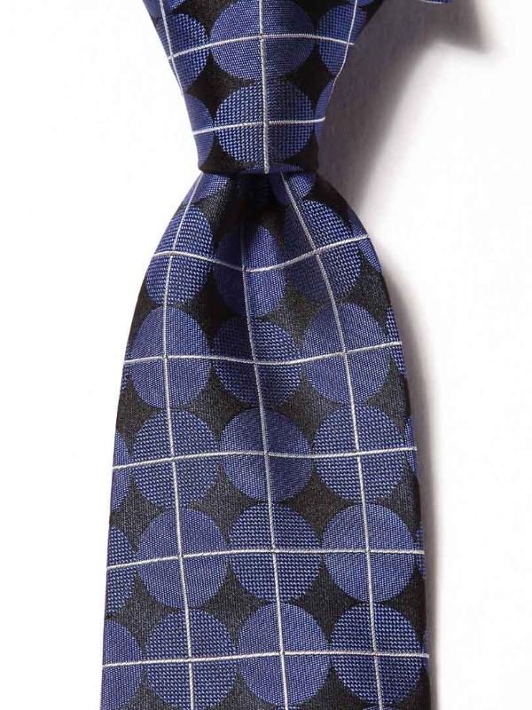 Como Check Medium Blue Silk Tie