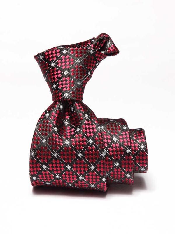 Como Check Medium Maroon Silk Tie