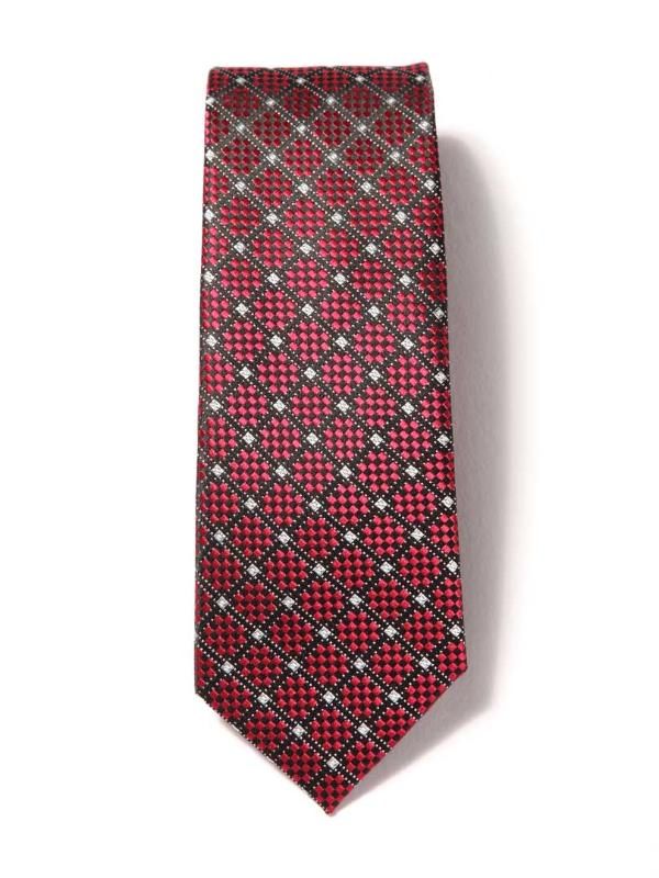 Como Check Medium Maroon Silk Tie