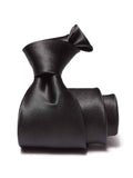 Creme De La Creme Solid Dark Black Silk Tie
