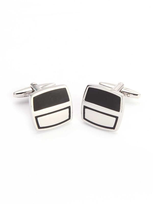 Black & Silver Enamel Cufflinks