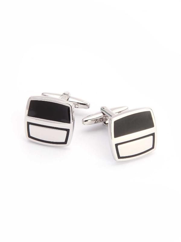 Black & Silver Enamel Cufflinks