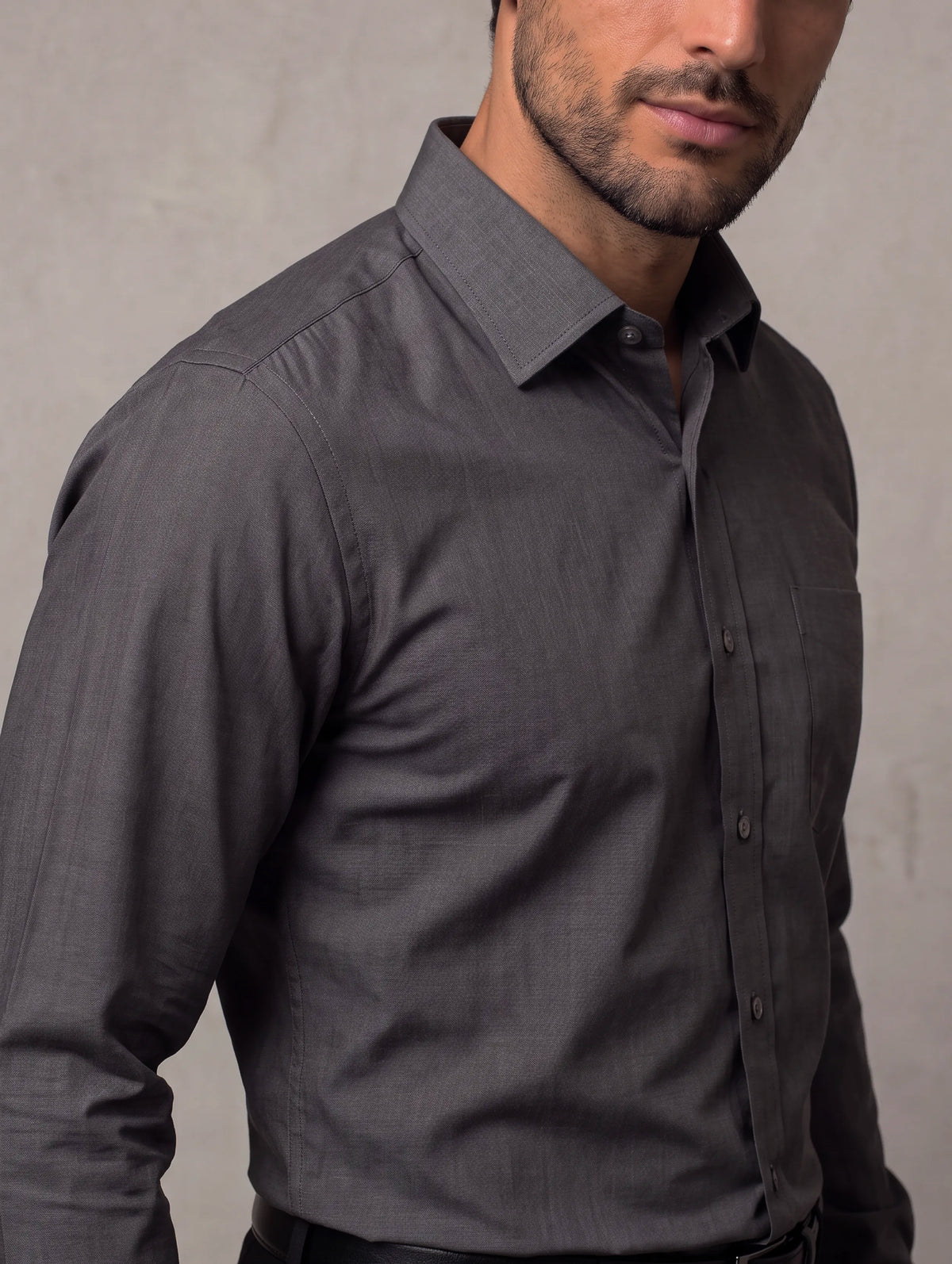 Fil A Fil Black Solid Full Sleeve Single Cuff Classic Fit Semi Formal Dark Cotton Shirt
