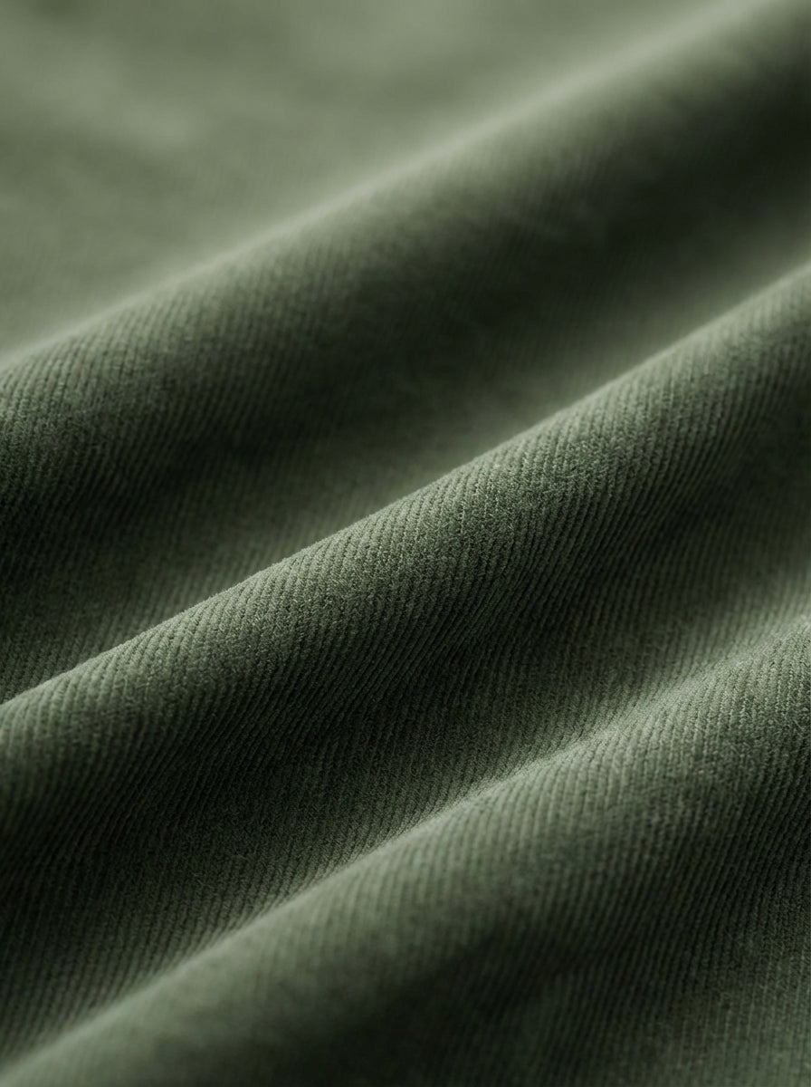 Detry Corduroy Garment Dyed Green Full Sleeve Tailored Fit Casual Cotton Shirt