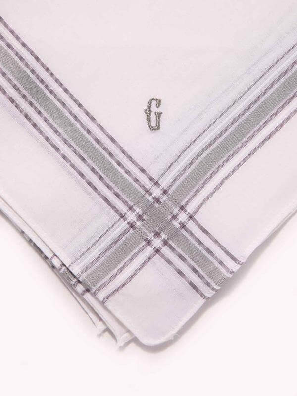 Initial "G" White handkerchief with a colour border - 3 pcs pack