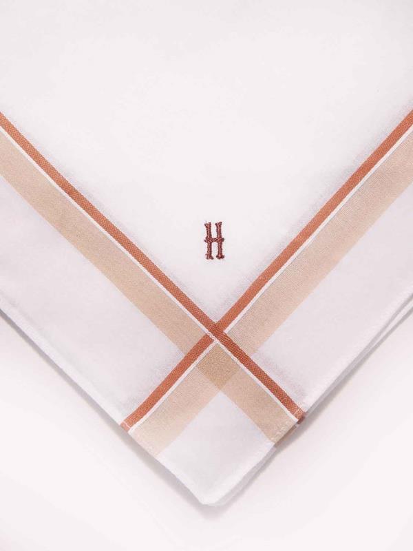 Initial "H" White handkerchief with a colour border - 3 pcs pack