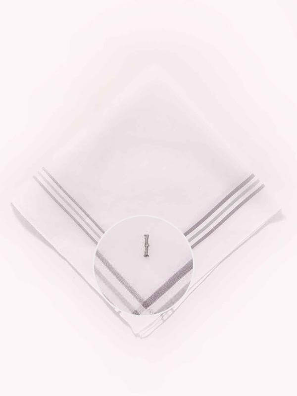 Initial "I" White handkerchief with a colour border - 3 pcs pack