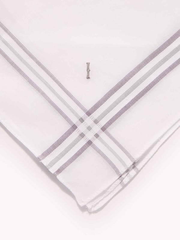 Initial "I" White handkerchief with a colour border - 3 pcs pack