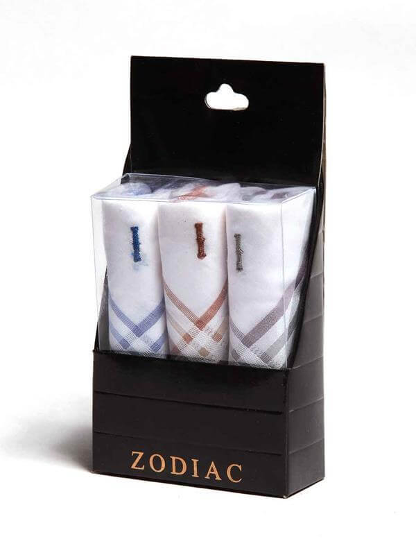 Initial "I" White handkerchief with a colour border - 3 pcs pack