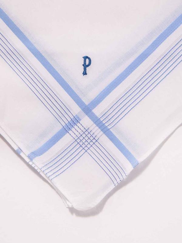 Initial "P" White handkerchief with a colour border - 3 pcs pack