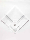 Initial "W" White handkerchief with a colour border - 3 pcs pack