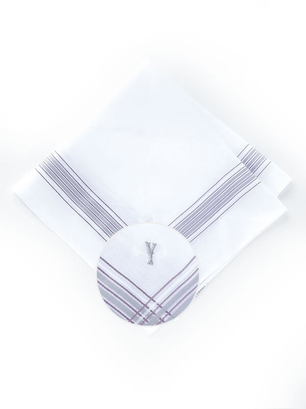 Initial "Y" White handkerchief with a colour border - 3 pcs pack