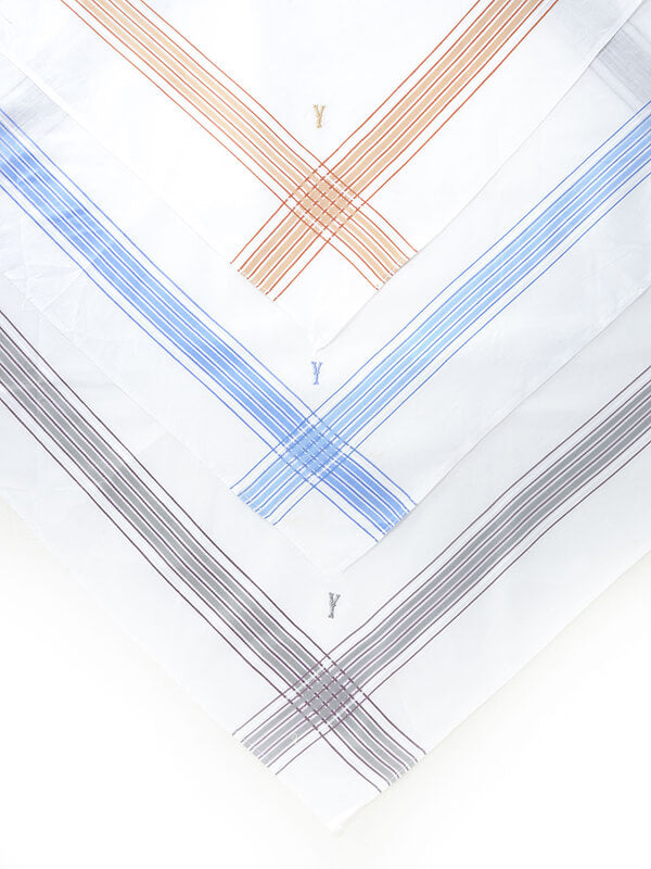 Initial "Y" White handkerchief with a colour border - 3 pcs pack