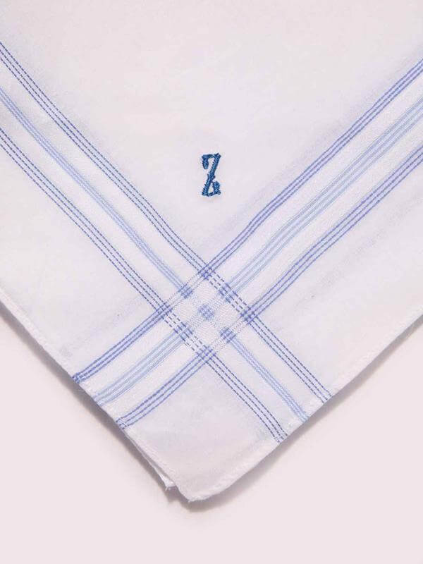 Initial "Z" White handkerchief with a colour border - 3 pcs pack