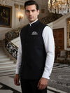 Biella Black Pure Wool 160's Sleeveless Jodhpuri