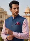 Positano Blue Pure Linen Sleeveless Jodhpuri