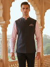 Biella Dark Grey Pure Wool 130's Sleeveless Jodhpuri