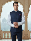 Biella Navy Pure Wool 160's Sleeveless Jodhpuri