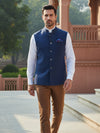 Positano Navy Pure Linen Sleeveless Jodhpuri