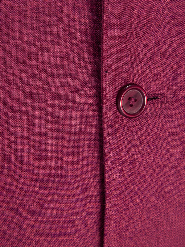 Positano Wine Ceremonial Pure Linen Sleeveless Jodhpuri