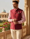 Positano Wine Pure Linen Sleeveless Jodhpuri
