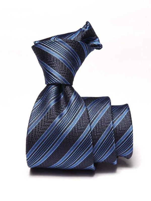 Kingsford Stripe Navy Microfibre Tie