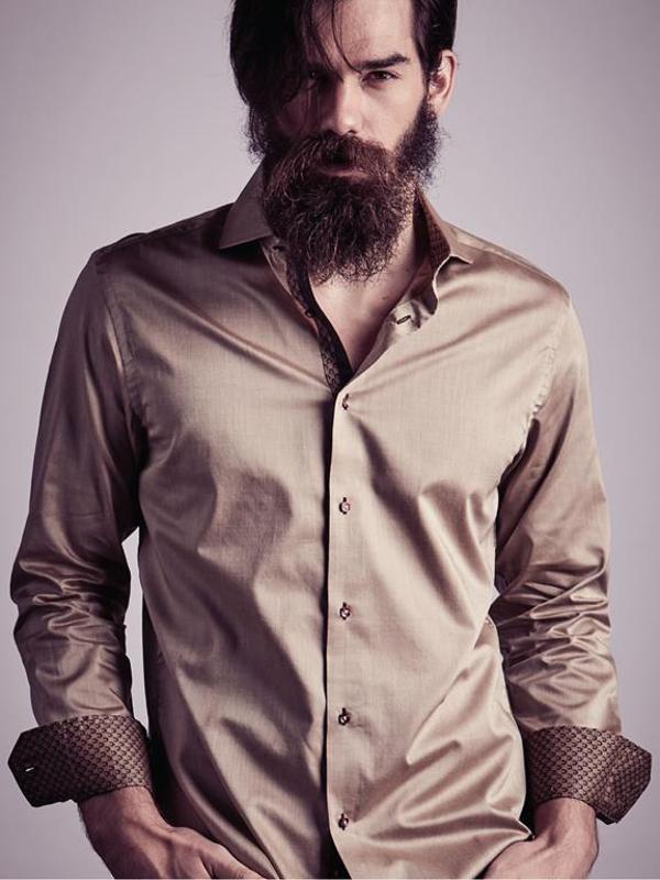 Lavo Camel Solid Full Sleeve Single Cuff Slim Fit Party Wear Blended Shirt