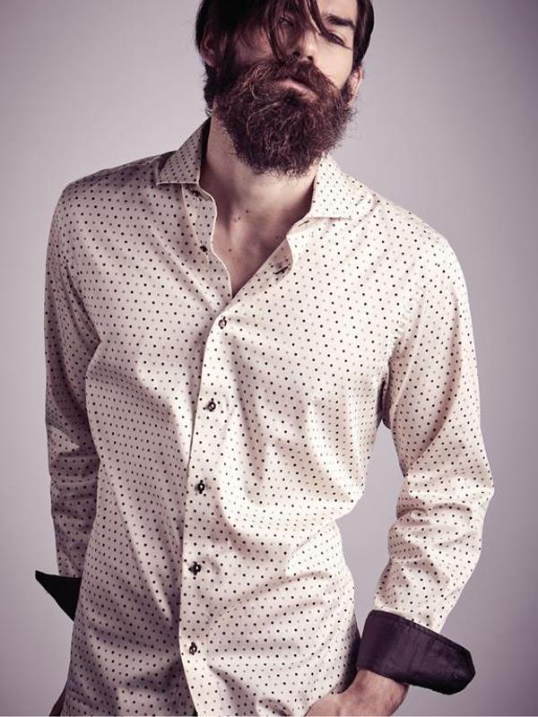 Noya Cream Printed Full Sleeve Single Cuff Slim Fit Party Wear Blended Shirt