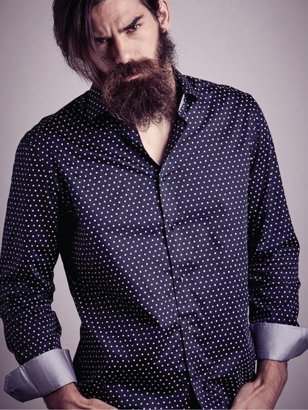 Noya Navy Printed Printed Full Sleeve Single Cuff Slim Fit Party Wear Blended Shirt